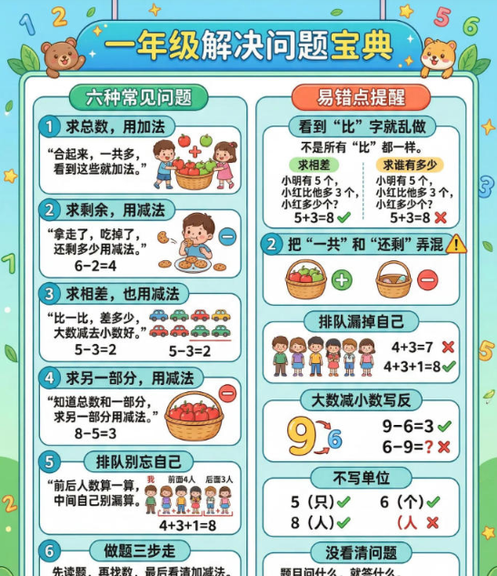 【3页高彩版】一年级数学应用题吃透这几类,孩子真的开窍