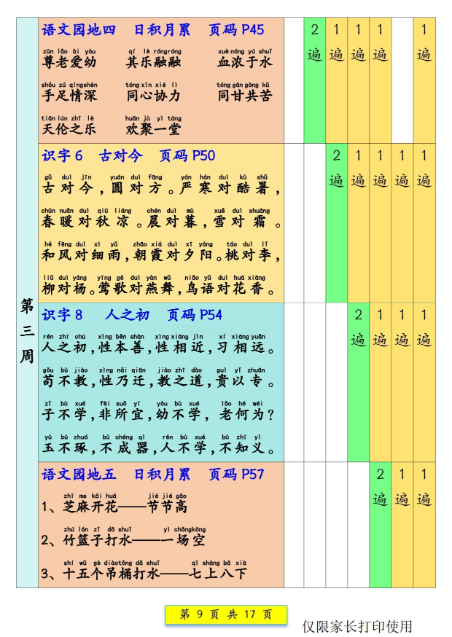 《2025春新课改一年级语文下册预习课文背诵337法》+课文内容填空17页