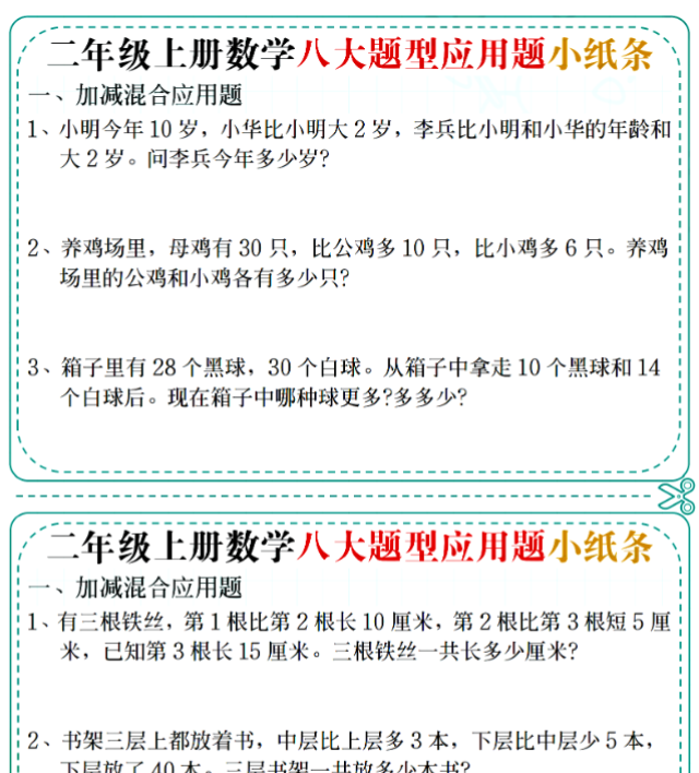 二上数学五大题型应用题小纸条(空白版)