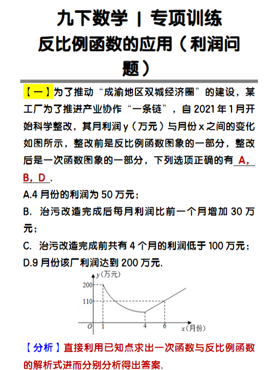 九下数学反比例函数的应用(利润问题)