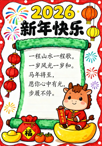 新年马年贺卡(竖版)2手抄报-高清可直接打印无水印版本