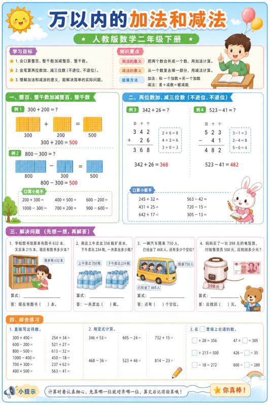 万以内的加法和减法--超彩高清版本