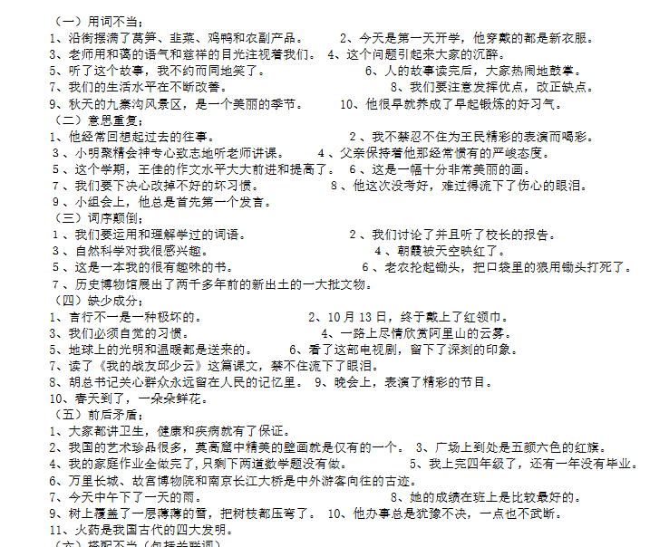 【5页新版】小升初知识：小学语文修改病句大全及答案，随时可以考考孩子，很实用【高清完整版】