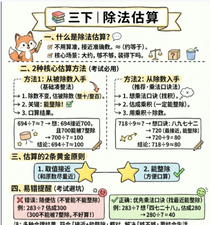 【2026春新版】三年级下册除法估算【高彩板】