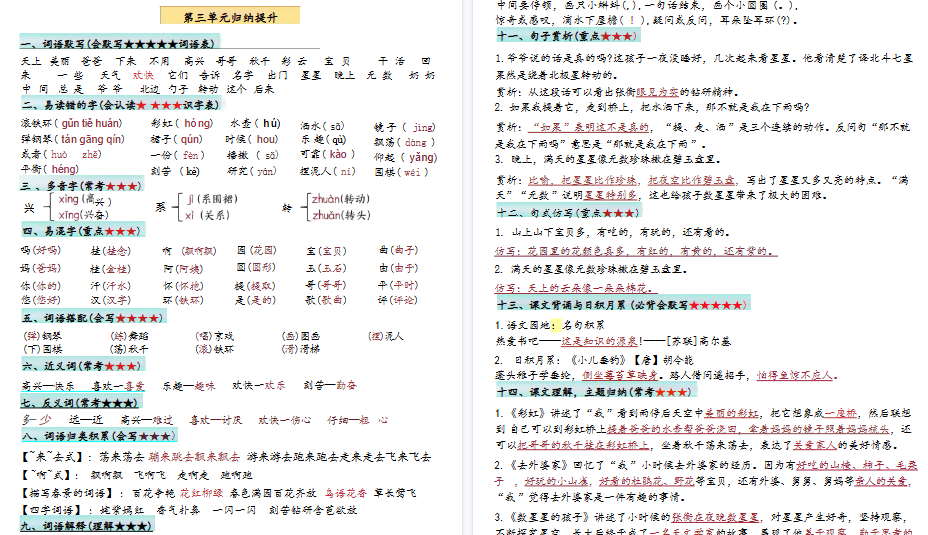 【17页高清完整版】二上语文1-8单元必背知识点汇总