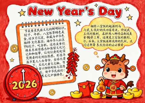 马年新年元旦1手抄报-高清可直接打印无水印版本