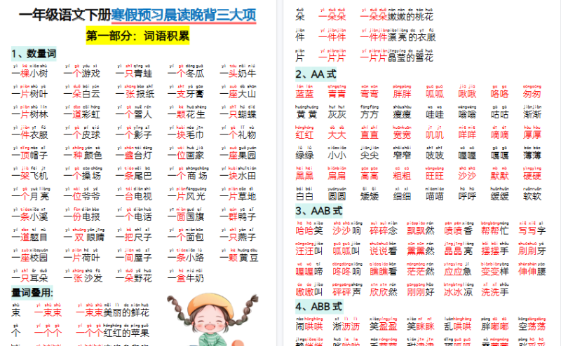 【2026春18页完整版】寒假预习晨读晚背