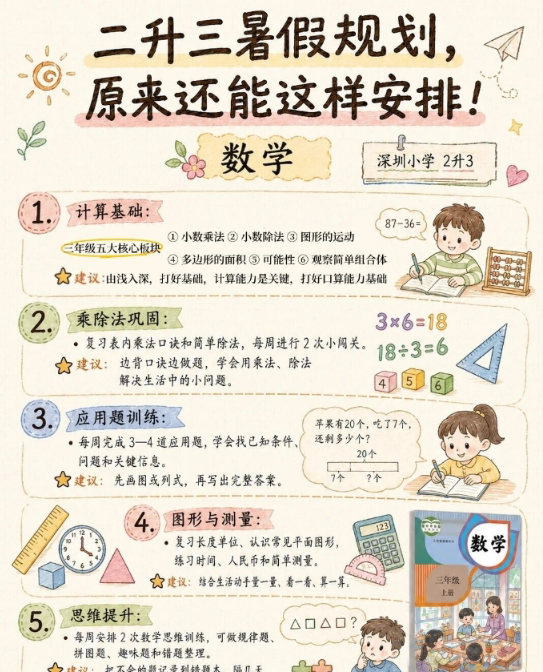 【3页完整版】26秋原来二升三的暑假可以做这么多，拿去吧