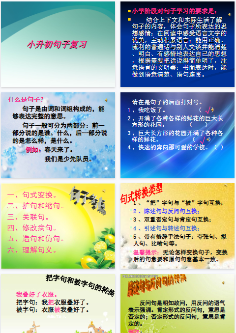 【25页新版】【小升初】语文总复习课件 - 句子综合复习【高清完整版】