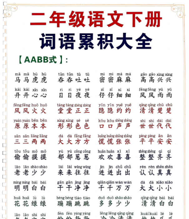 二下语文词语积累大全(10页)