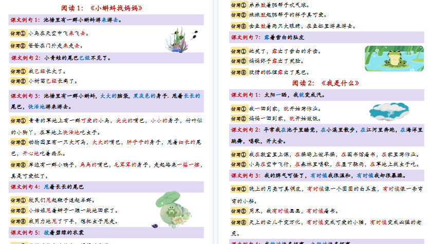 【15页高清完整版】26秋新二上语文1-8单元重点仿写句子汇总