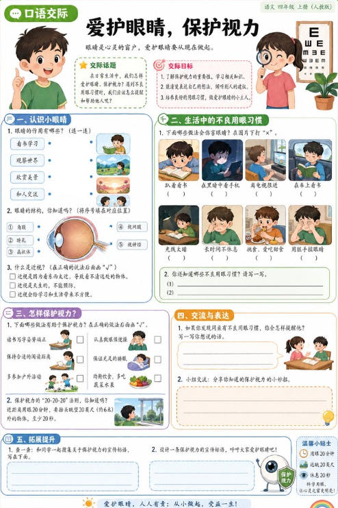 口语交际：爱护眼睛，保护视力--超彩高清版本