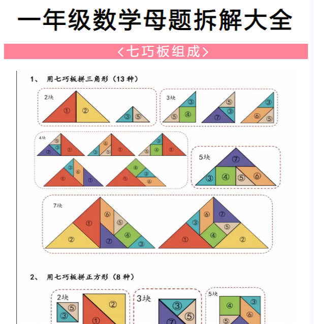 一年级数学母题拆解大全分享版本彩色-十八大重点题型