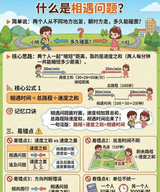 【3页高彩版】相遇问题，90%的孩子都栽在这一步！