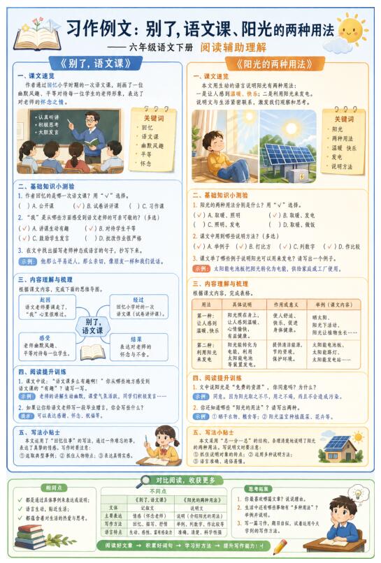 习作例文：别了，语文课、阳光的两种用法--超彩高清版本