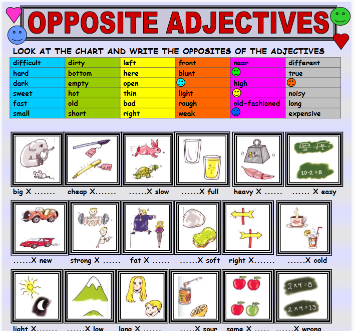 Opposite Adjectives 1【完整可直接打印】语法作业纸63套