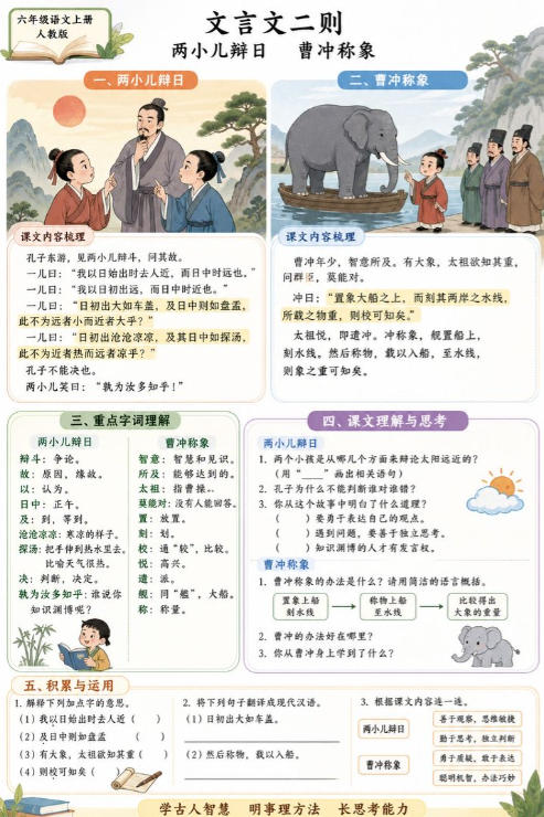 文言文二则(两小儿辩日、曹冲称象)--超彩高清版本