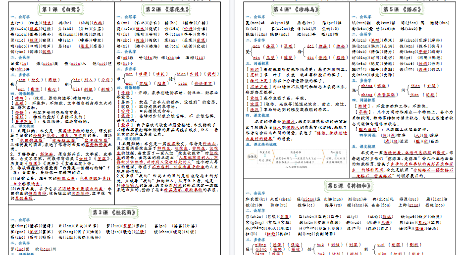 【9页完整版】五年级上册语文彩色课课贴