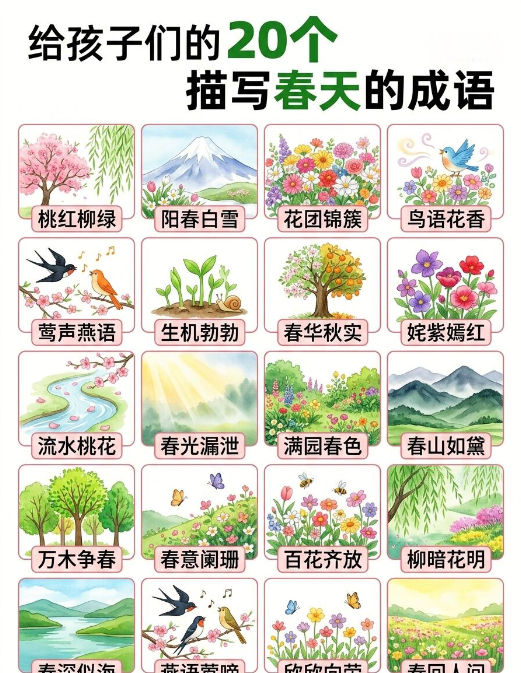 【2026春】小学语文综合四季成语合集高彩图