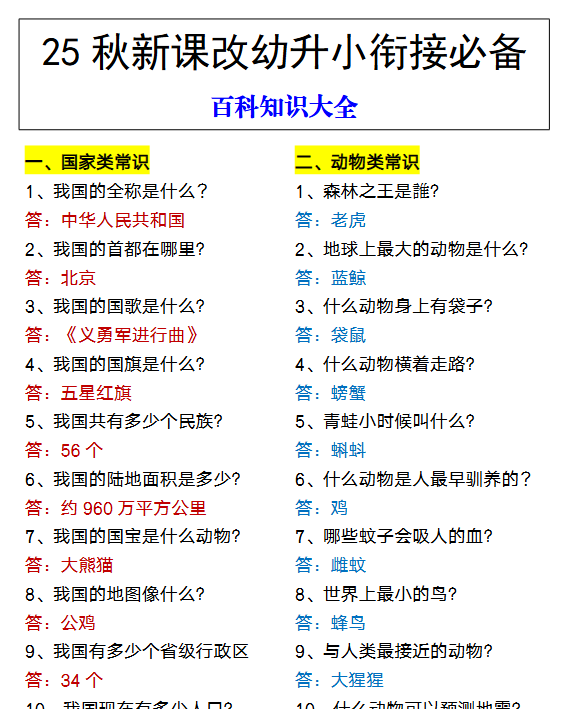 【2025秋新版】幼升小衔接必备 百科知识大全