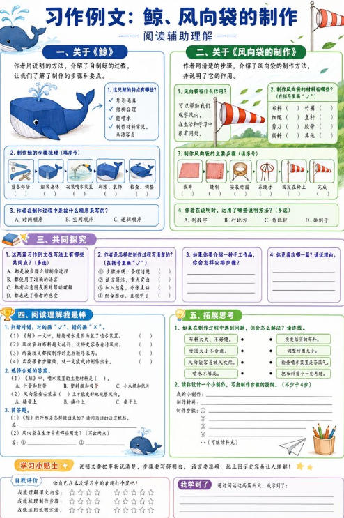 习作例文：鲸、风向袋的制作--超彩高清版本