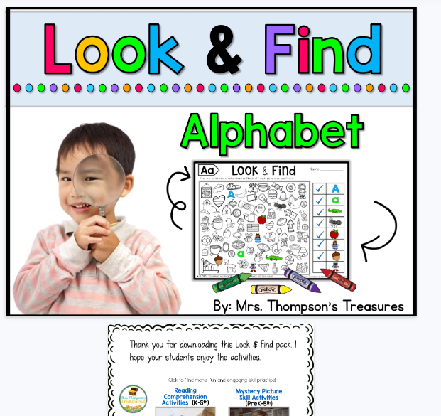 【83页高清彩色版】LookFindHiddenPicturePuzzlesAlphabet【完整可直接打印】英文专注力练习纸