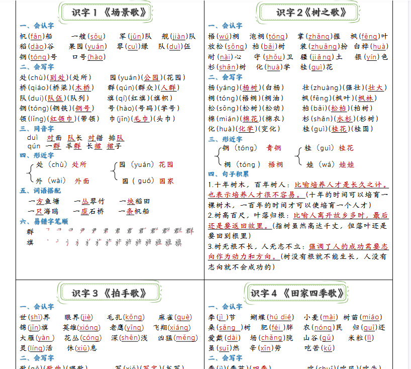 【9页完整版】二年级上册语文彩色课课贴