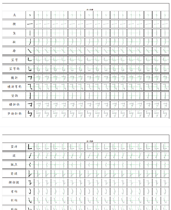 【3页完整版】基本笔画描红练习