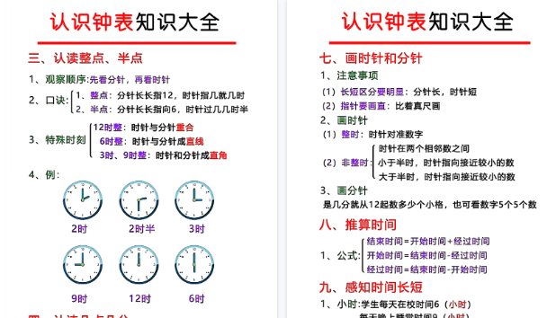 【4页高清完整版】26秋钟表知识大全