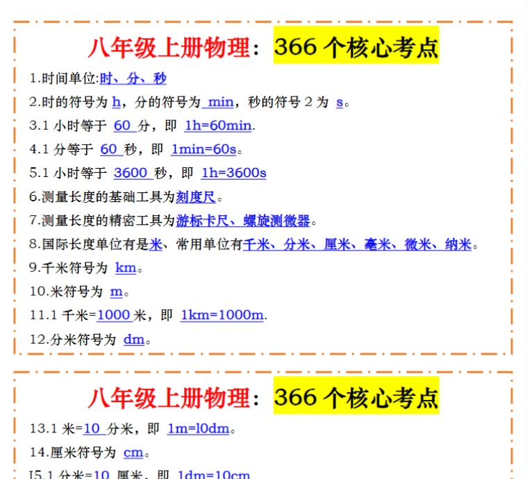 22页！八年级上册物理：366个核心考点