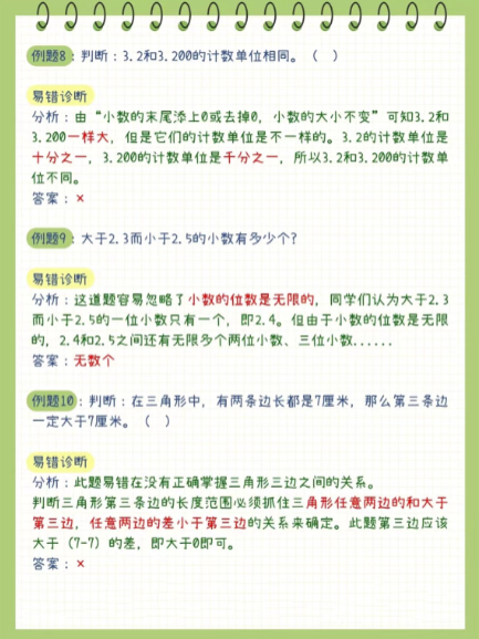 《2025春新课改四年级下册数学易错题汇总》