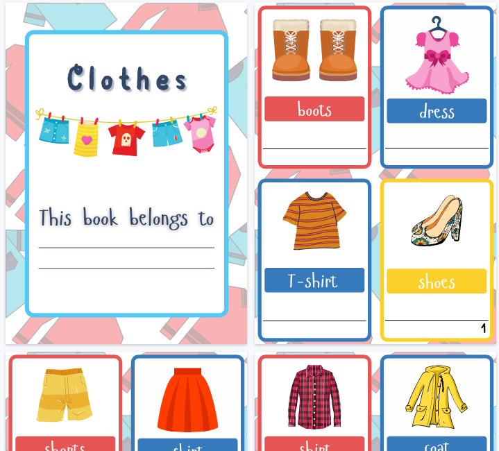 【17页高清彩色版】Clothes衣服作业纸【完整可直接打印】认知主题词汇练习纸