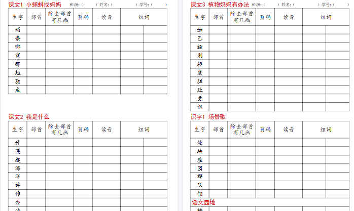 【高清15页整理】新二上语文同步部首查字法专项练习