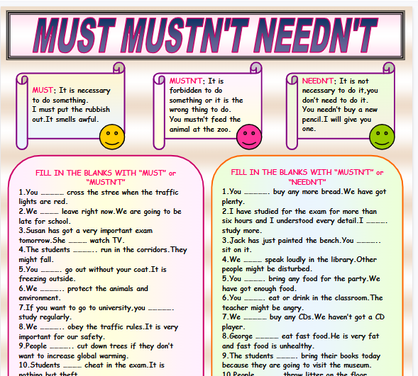 must mustnt needent 1【完整可直接打印】语法作业纸63套