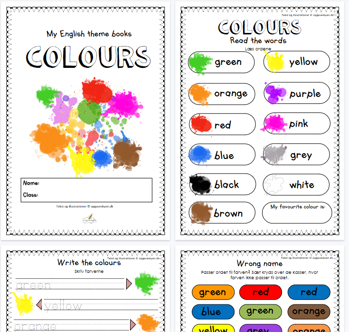 【9页高清彩色版】colours【完整可直接打印】认知主题词汇练习纸