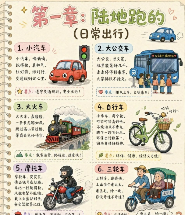 【5页高彩版】收藏｜海陆空全覆盖！带孩子唱着儿歌认全交通工具【幼儿高彩版】