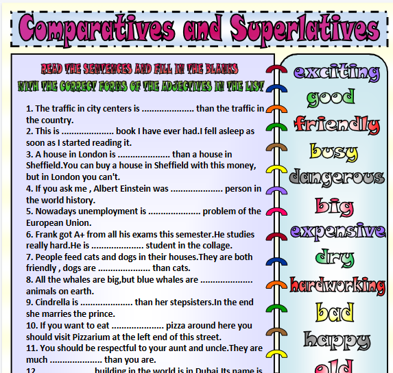 comparatives and superlatives 1【完整可直接打印】语法作业纸63套