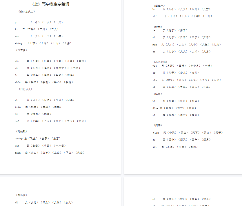 【7页完整版】写字表生字组词【高清直接可打印】