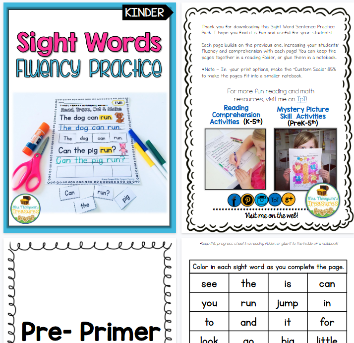 【98页高清彩色版】Sight Words Fluency Practice【完整可直接打印】高频词趣味练习纸