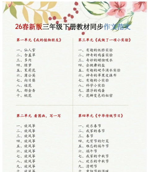 【84页高清完整版】新三下语文1-8单元作文优秀范文