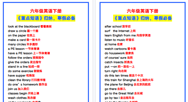 【2026寒假4页】六年级英语下册《重点短语》归纳，寒假必备！