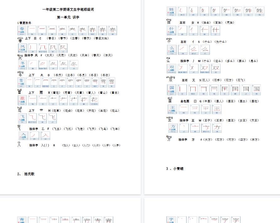 【29页完整版】生字笔顺组词（整合版）【高清直接可打印】