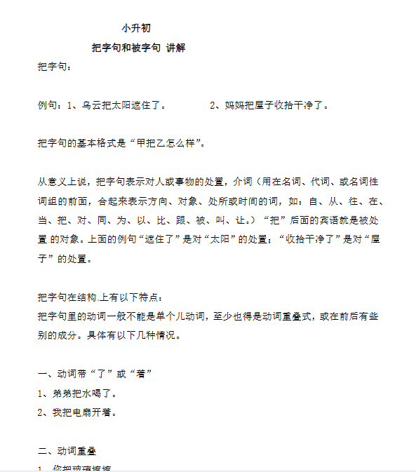 【3页新版】小升初语文一本通-把字句、被字句1通用版【高清完整版】