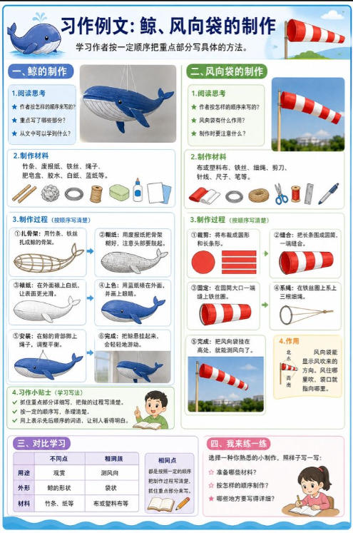 习作例文：鲸、风向袋的制作--超彩高清版本