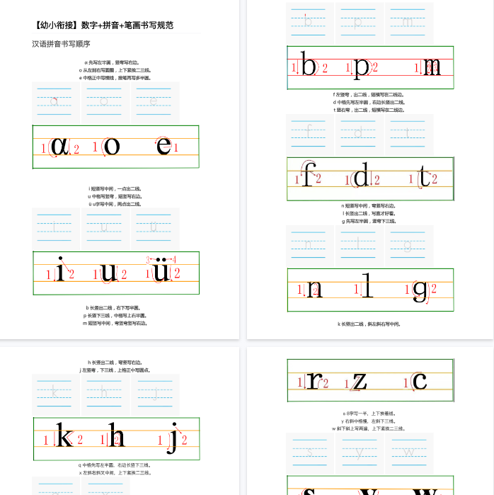 【14页完整版】数字+拼音+笔画书写规范