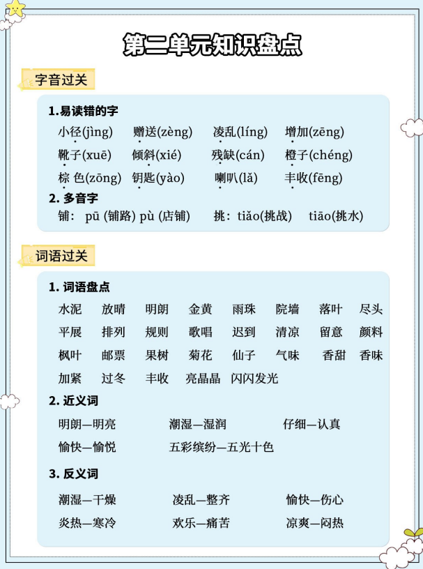 4页！三上语文  第二单元知识盘点