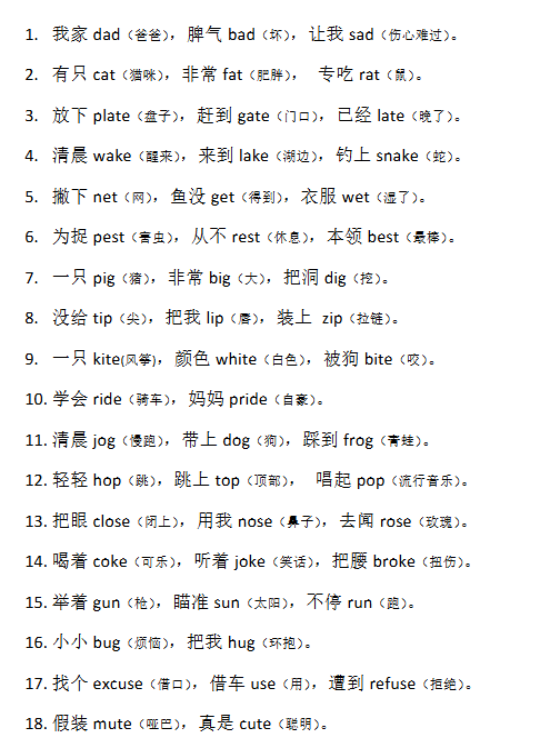 【7页新版】小升初复习：学英语“三字经”顺口溜-已排版可直接打印!超好记、超速记【高清完整版】