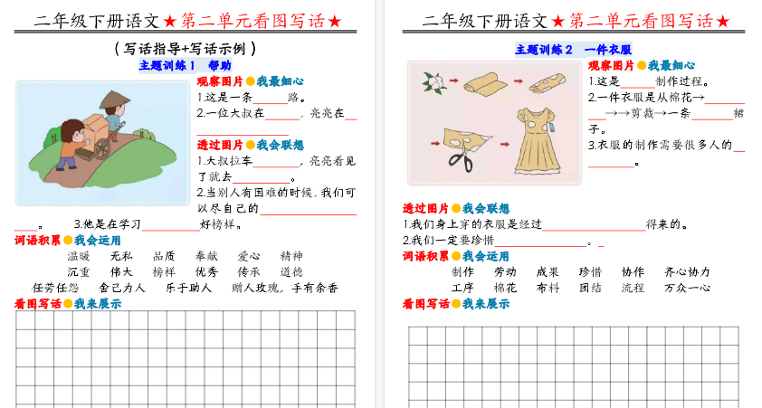 【2026春完整版】二年级(下)语文 第二单元看图写话写话指导