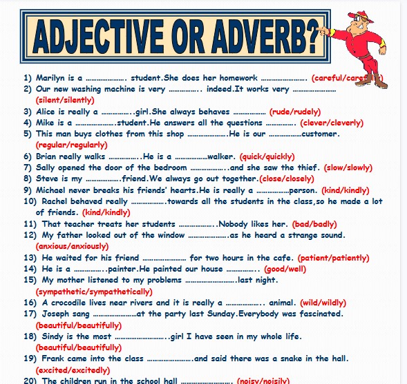 【2页高清彩色版】adjective or adverb worksheet【完整可直接打印】语法作业纸63套