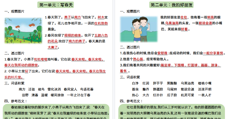 【12页高清完整版】二年级下册语文作文
